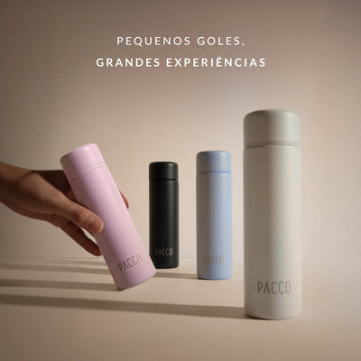 Mini garrafa térmica Pocket Bottle 150ml PACCO na cor preta