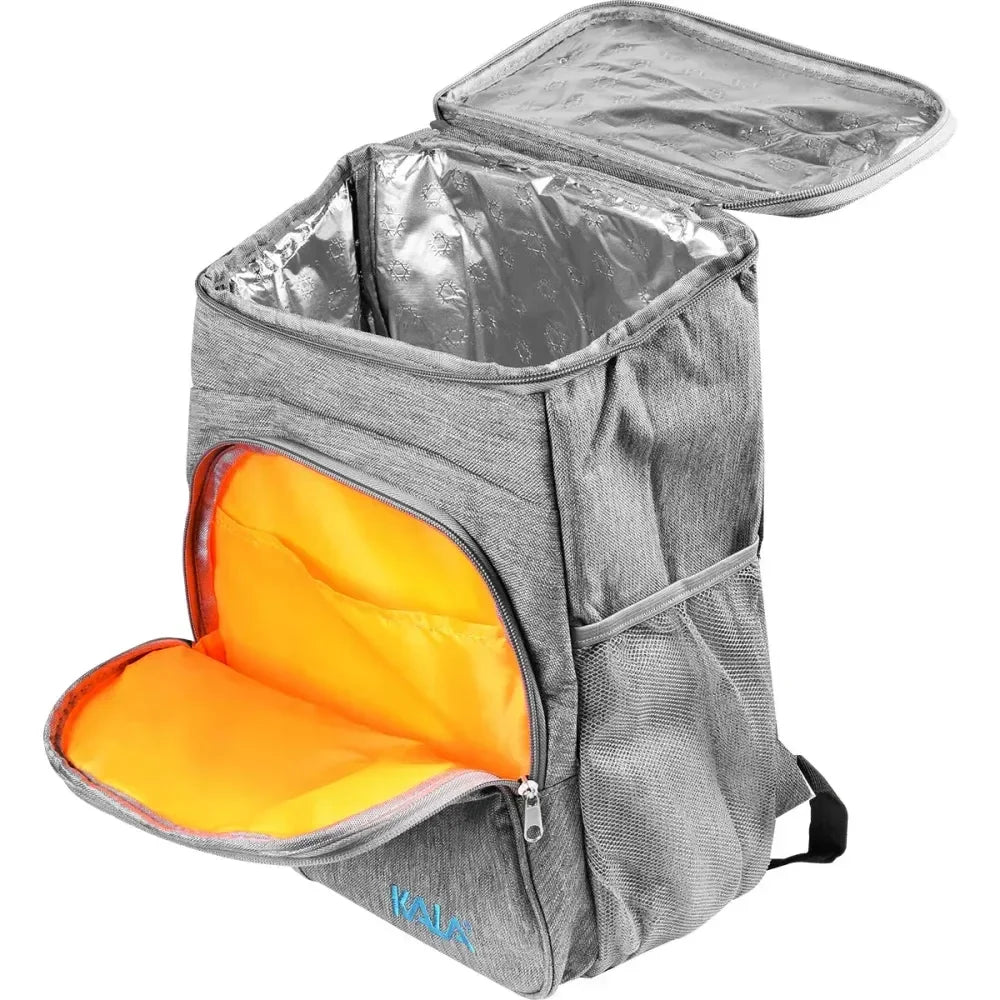 Mochila térmica 18L KALA com 2 bolsos frontais na cor cinza