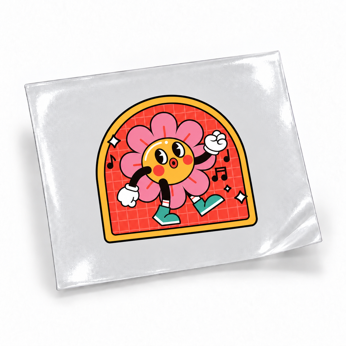 Flor Dançante — sticker UV DTF individual com verniz — apresentação