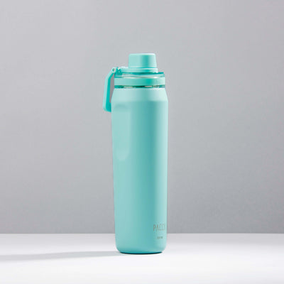 Garrafa Térmica PACCO Vyta 650ml em aço inox azul claro, design elegante e alto desempenho térmico para conservação de bebidas.