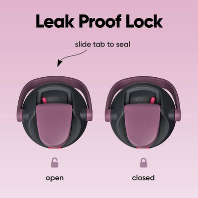 Leak proof lock mechanism on Garrafa Térmica Owala FreeSip Sway - 1185ml with open and closed positions.
