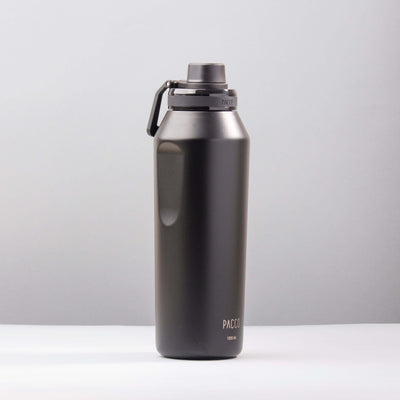 Garrafa Térmica PACCO Vyta 1200ml em aço inox, mantém bebidas frias por 24h e quentes por 12h, ideal para treinos intensos.