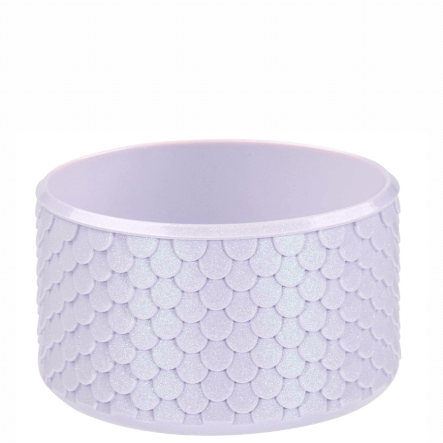 Capa de Silicone Sereia - Tamanho Original para copos e garrafas com design iridescente e textura de escamas, em silicone flexível.