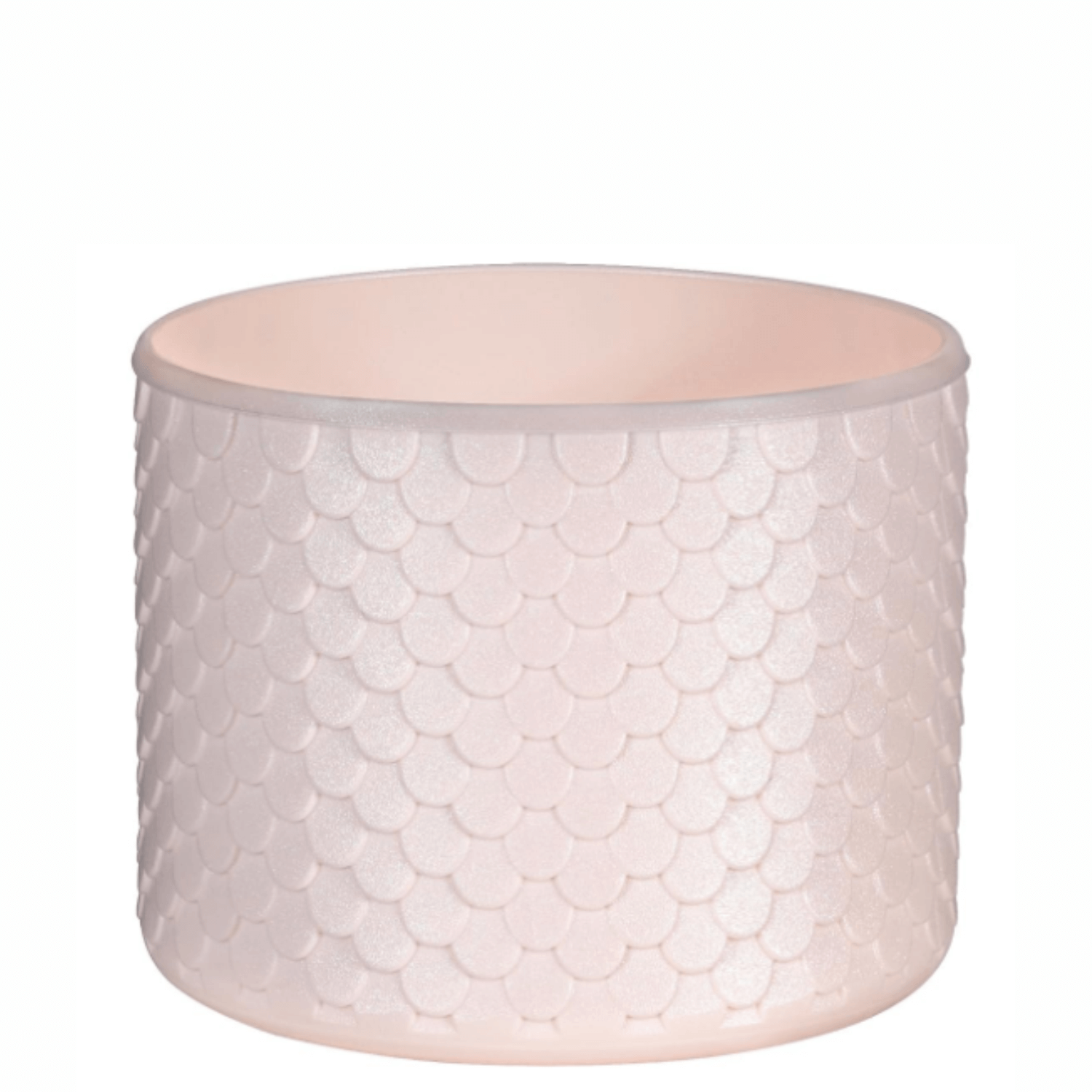 Capa de Silicone Sereia G - ( Owala Version ) em tom rosa claro com textura escamada, ideal para proteção de garrafas térmicas.