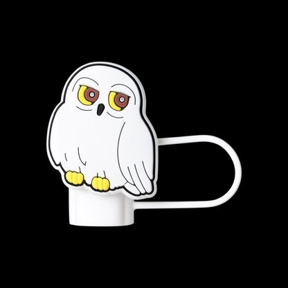 Design temático de coruja do Protetor de Canudo Quencher - Variados, feito em silicone para higiene e diversão.