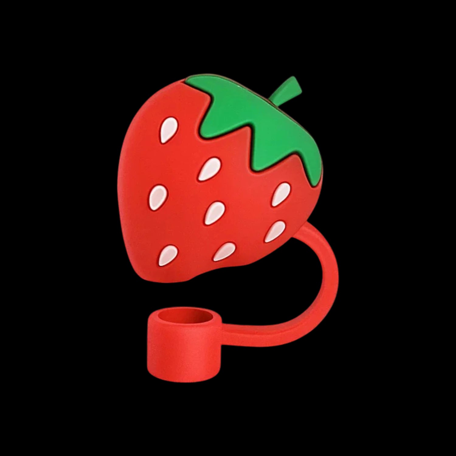 Protetor de Canudo Quencher - Variados com design de morango em silicone.