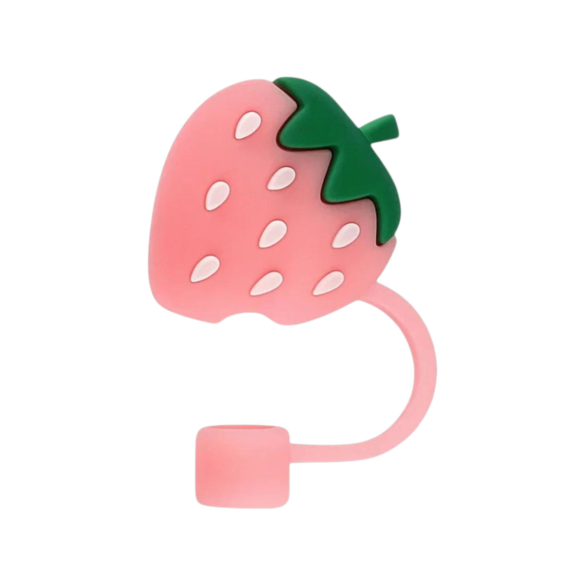 Protetor de Canudo Quencher - Variados em forma de morango, feito de silicone flexível e atóxico para higiene e diversão.