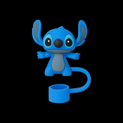 Protetor de Canudo Quencher - Variados em formato de personagem azul divertido, feito em silicone alimentício, ideal para higiene e estilo.