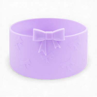 Protetor de Silicone - Laços, proteção para copos e garrafas térmicas, cor lilás, absorve impactos e reduz ruídos