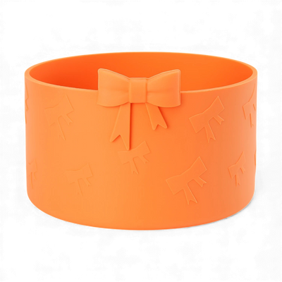 Protetor de Silicone - Laços laranja para base de garrafa térmica, absorve impactos e protege contra amassados, compatível com várias marcas.