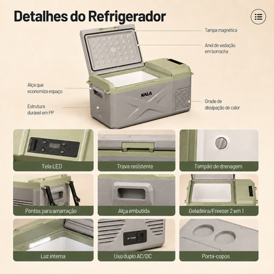 Refrigerador portátil KALA X25 de 25 litros na cor verde