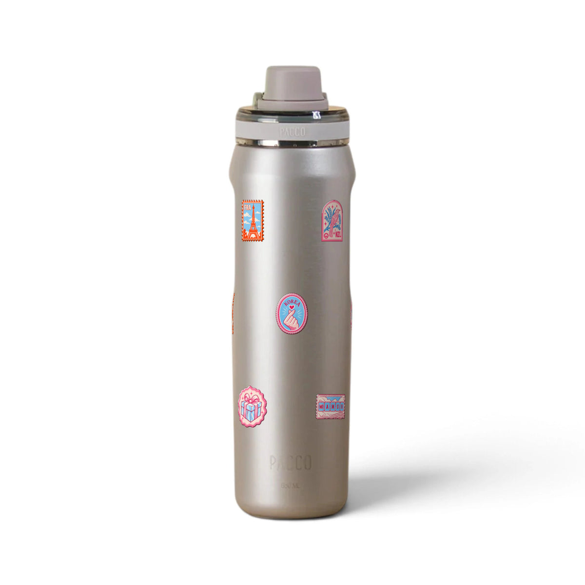 Garrafa Térmica PACCO Vyta 650ml Selos de Viagem OURO BRANCO