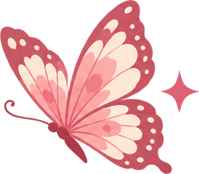 Stickers UV DTF com verniz individual Rosé Butterfly 2, vista frontal