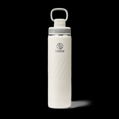 Garrafa Térmica Takeya 650ml Spout Lid Sport em fundo preto, alta performance e design funcional para manter bebidas quentes ou frias.