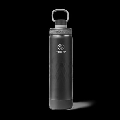 Garrafa Térmica Takeya 650ml Spout Lid Sport, garrafa preta de alta performance e estilo para manter bebidas quentes ou frias.