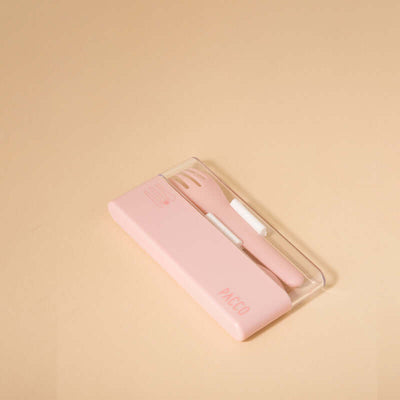 CONJUNTO DE TALHER EASY SET PACCO, talheres compactos e leves em estojo higiênico, ideais para facilitar refeições diárias.