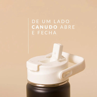 Tampa PACCO Duo com tampa flip e canudo abre e fecha para hidratação prática.