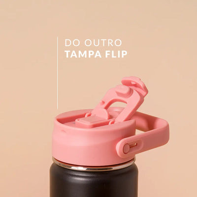 Tampa PACCO Duo com tampa flip rosa, vedação de rosca e acessório em polipropileno para hidratação prática e segura.