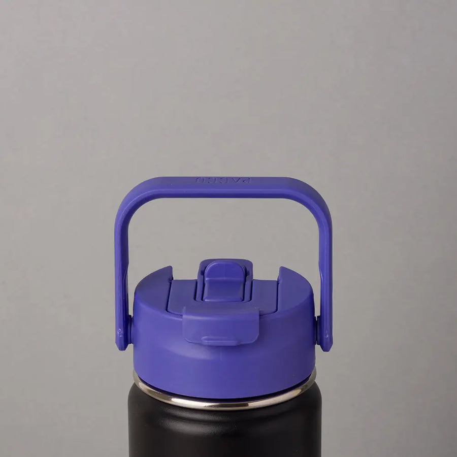 Tampa PACCO Duo em roxo com canudo abre e fecha e tampa flip, acessório ideal para hidratação.