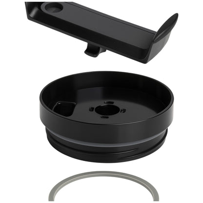 Tampa de reposição para copo Quencher - 40oz em silicone e polipropileno para modelo Stanley Quencher 2.0, cor preta, vedação eficaz.