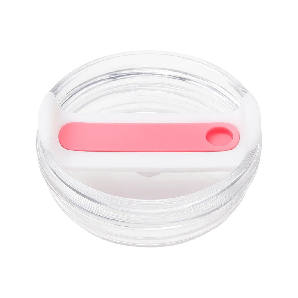 Tampa de reposição para copo Quencher - 40oz em silicone e polipropileno, vedação precisa para Quencher 2.0, cor transparente e rosa.