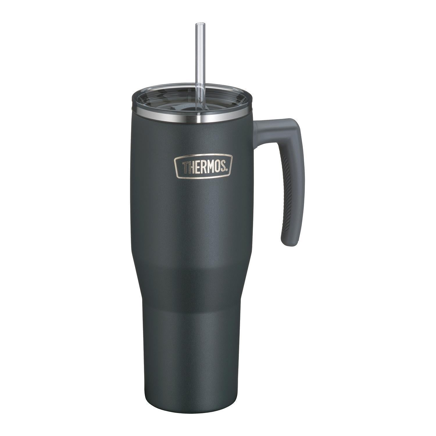 Thermos Copo Térmico Aruba com Canudo -1,1L em aço inoxidável, ideal para manter bebidas geladas por 24h e quentes por 6h.