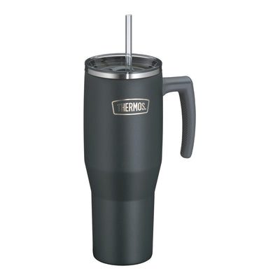 Thermos Copo Térmico Aruba com Canudo -1,1L em aço inoxidável, ideal para manter bebidas geladas por 24h e quentes por 6h.