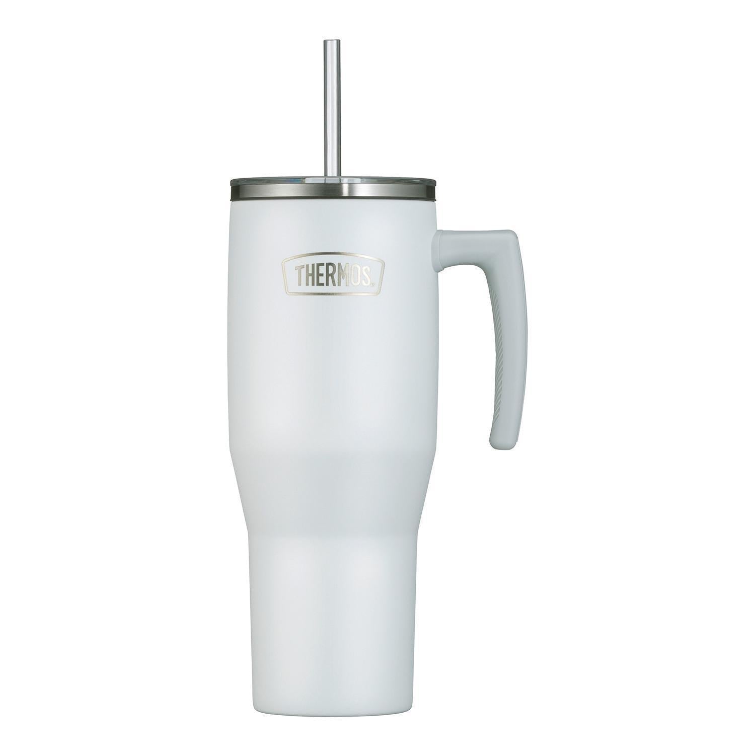 Thermos Copo Térmico Aruba com Canudo -1,1L em aço inoxidável, ideal para manter bebidas frias por 24h e quentes por 6h.