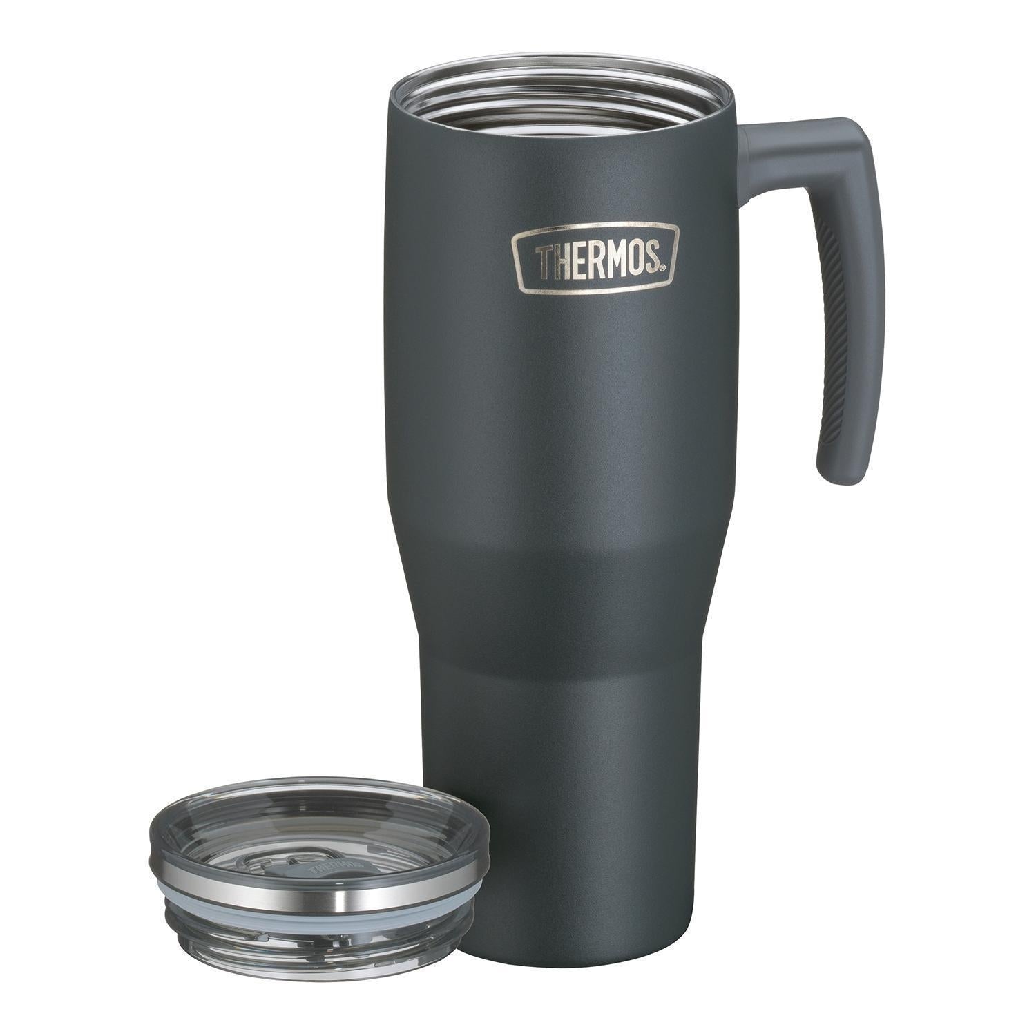 Thermos Copo Térmico Aruba com Canudo -1,1L, copo preto inoxidável com tampa removível, ideal para bebidas geladas e quentes.