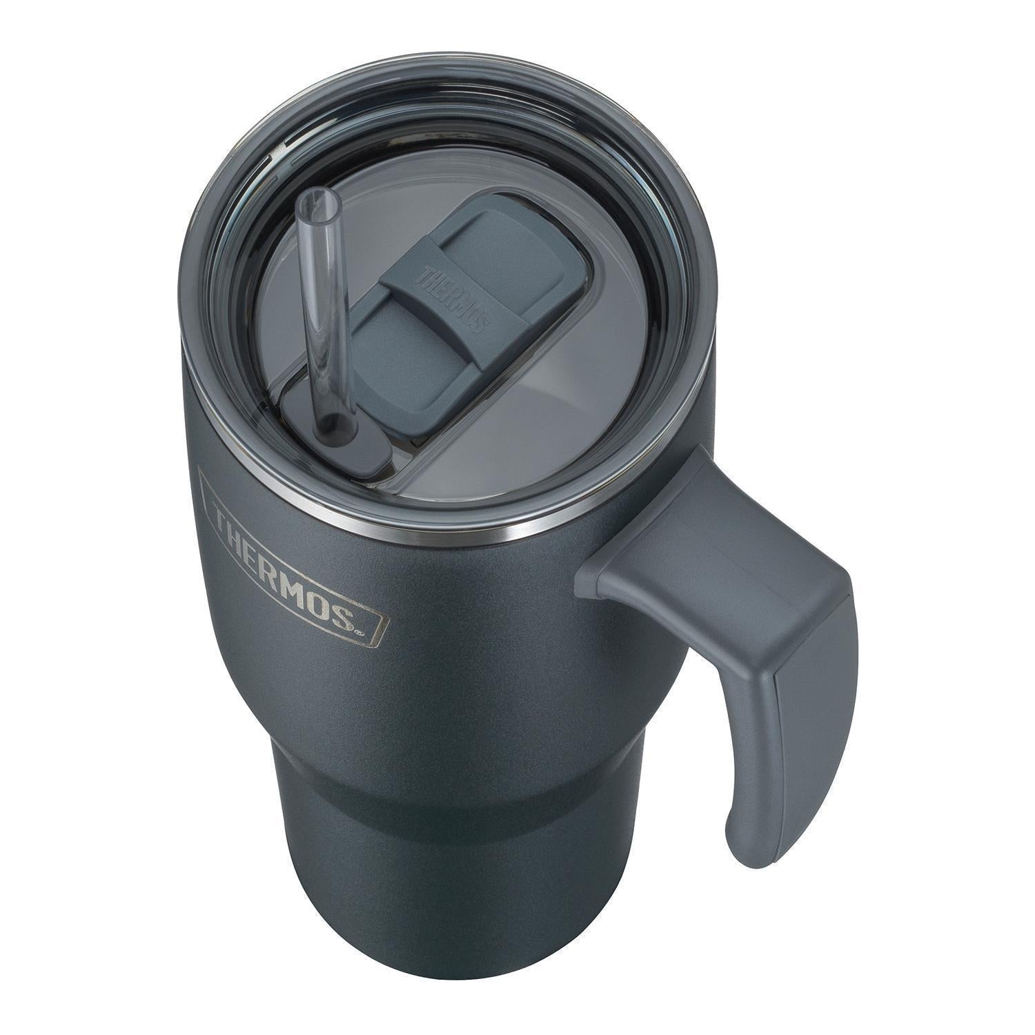 Thermos Copo Térmico Aruba com Canudo -1,1L em aço inoxidável, ideal para manter bebidas geladas por 24h e quentes por 6h.