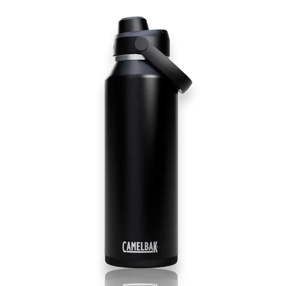 Garrafa Térmica Thrive Camelbak 1,18L preta, design premium para manter bebidas quentes por 10h ou frias por 34h.