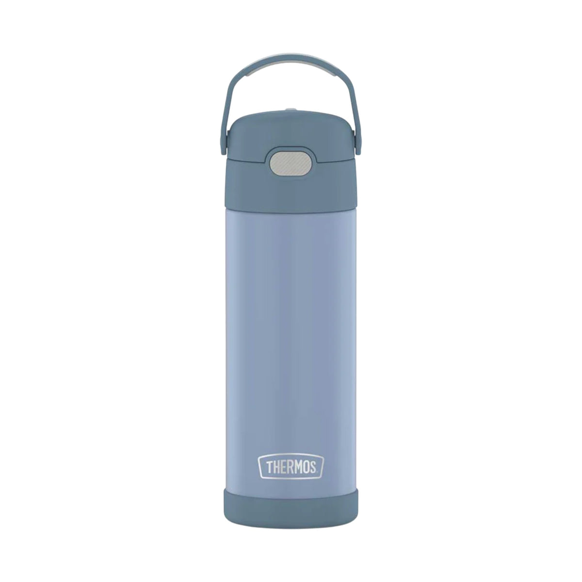Garrafa Térmica Thermos Funtainer F411 470 ml Denim, vista frontal com tampa fechada, foto 99 de 156