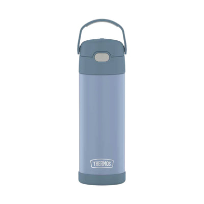 Garrafa Térmica Thermos Funtainer F411 470 ml Denim, vista frontal com tampa fechada, foto 99 de 156