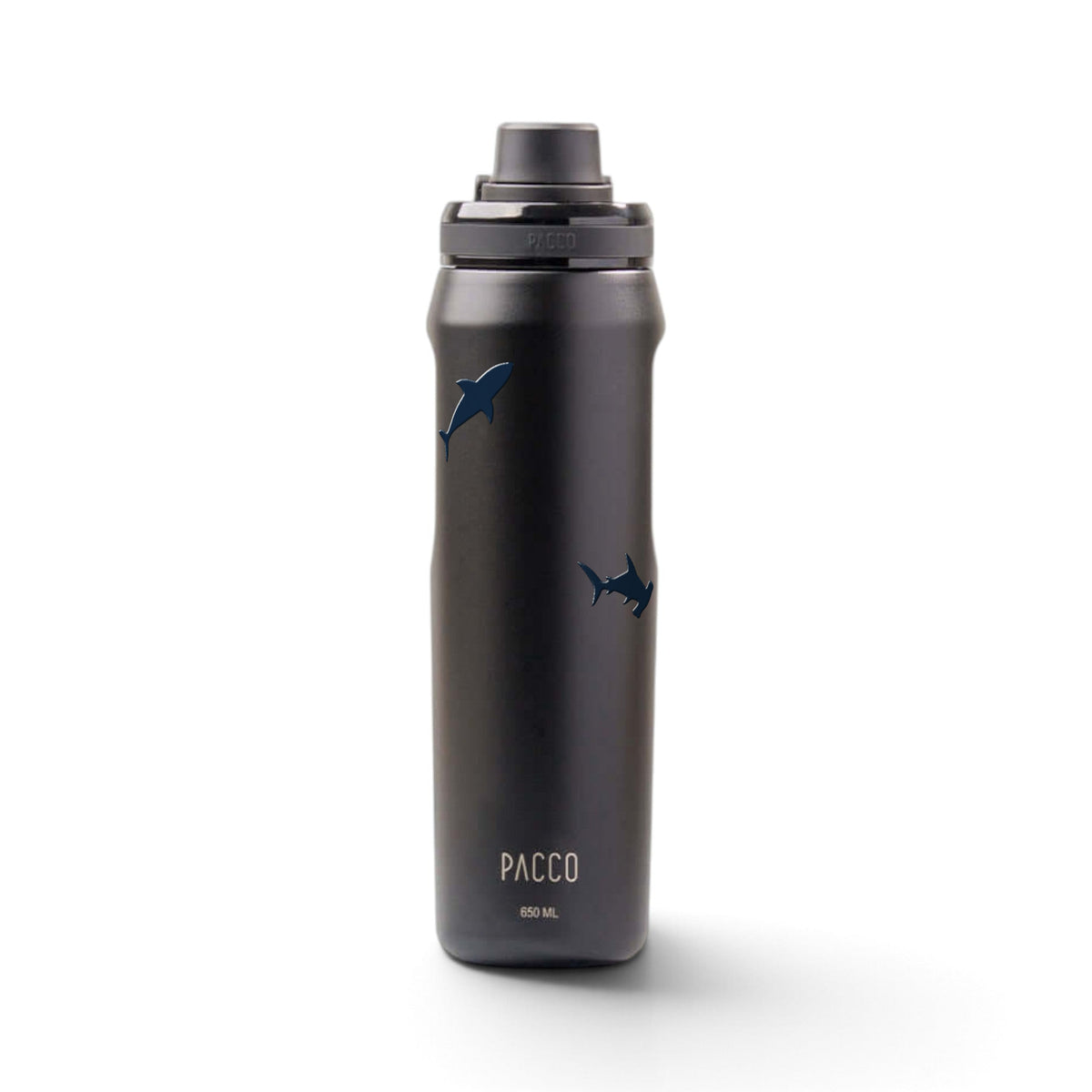 Garrafa Térmica PACCO Vyta 650ml Tubarões Preta