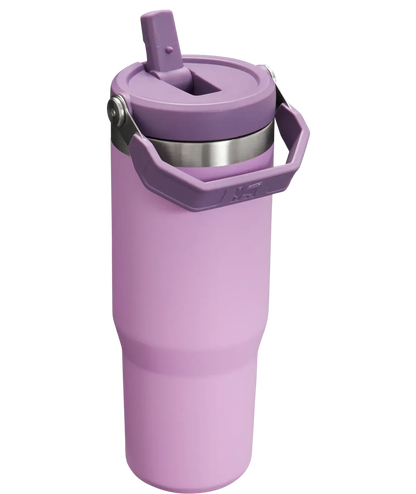 Tumbler Térmico Flip Straw Stanley - 887ml em rosa com design funcional e isolamento a vácuo para manter bebidas geladas por 48 horas.