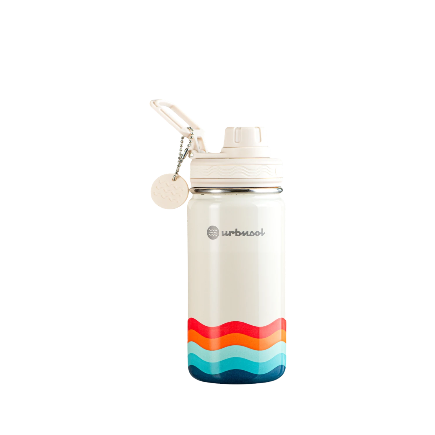 Garrafa Térmica Urbnsol 414ml - Core e Waves, design infantil compacto e resistente, ideal para manter bebidas quentes ou frias.