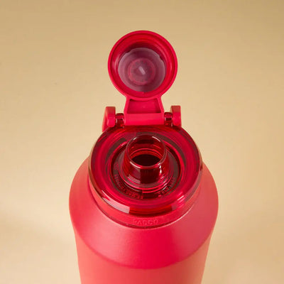 Garrafa Térmica PACCO Vyta 1200ml rosa aberta destacando a tampa e design elegante