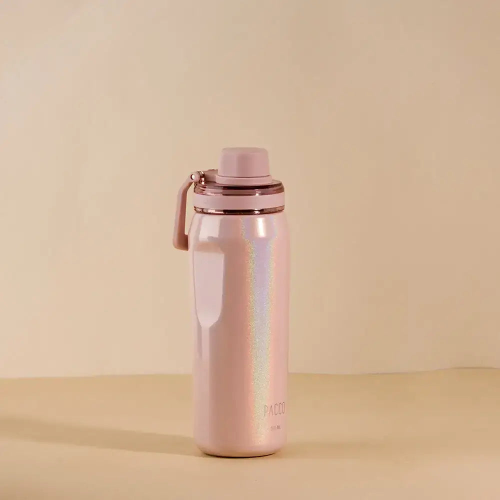 Garrafa Térmica Vyta 500ml PACCO | PEDRAS PRECIOSAS em rosa, design compacto e sofisticado, ideal para manter bebidas na temperatura perfeita.