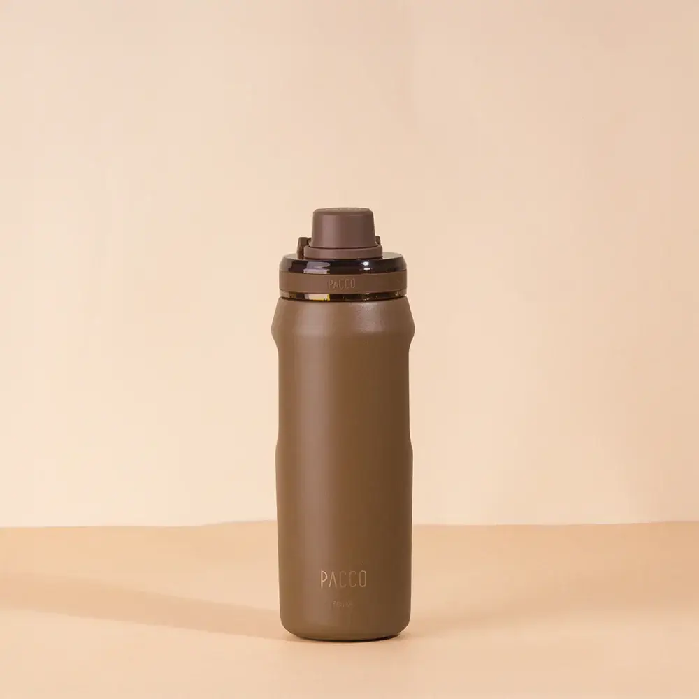 Garrafa Térmica PACCO Vyta 500ml em aço inox, design sofisticado, isolamento a vácuo, marrom, garrafa térmica para bebidas quentes e frias