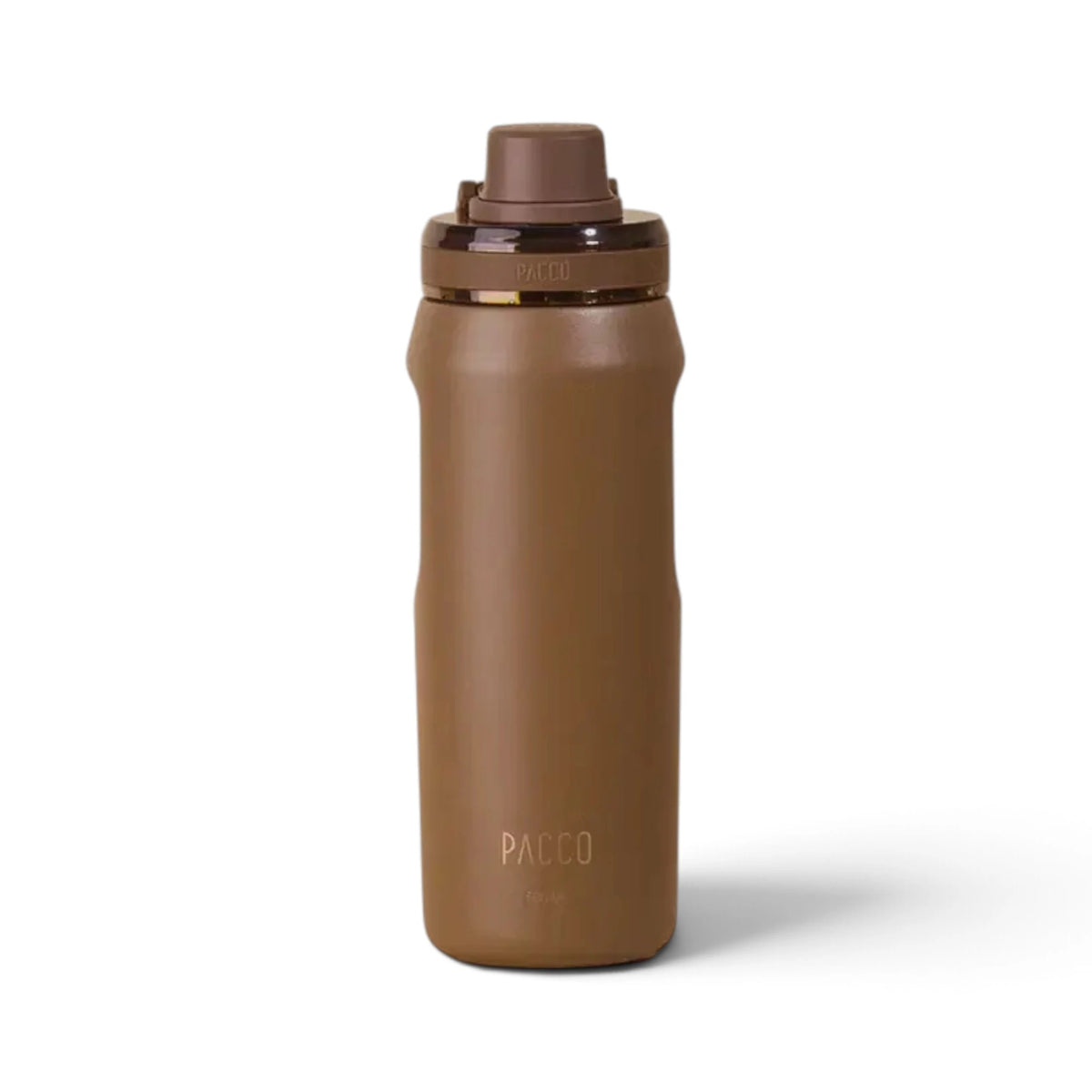 Garrafa Térmica PACCO Vyta 500 ml Chocolate, vista frontal com tampa fechada