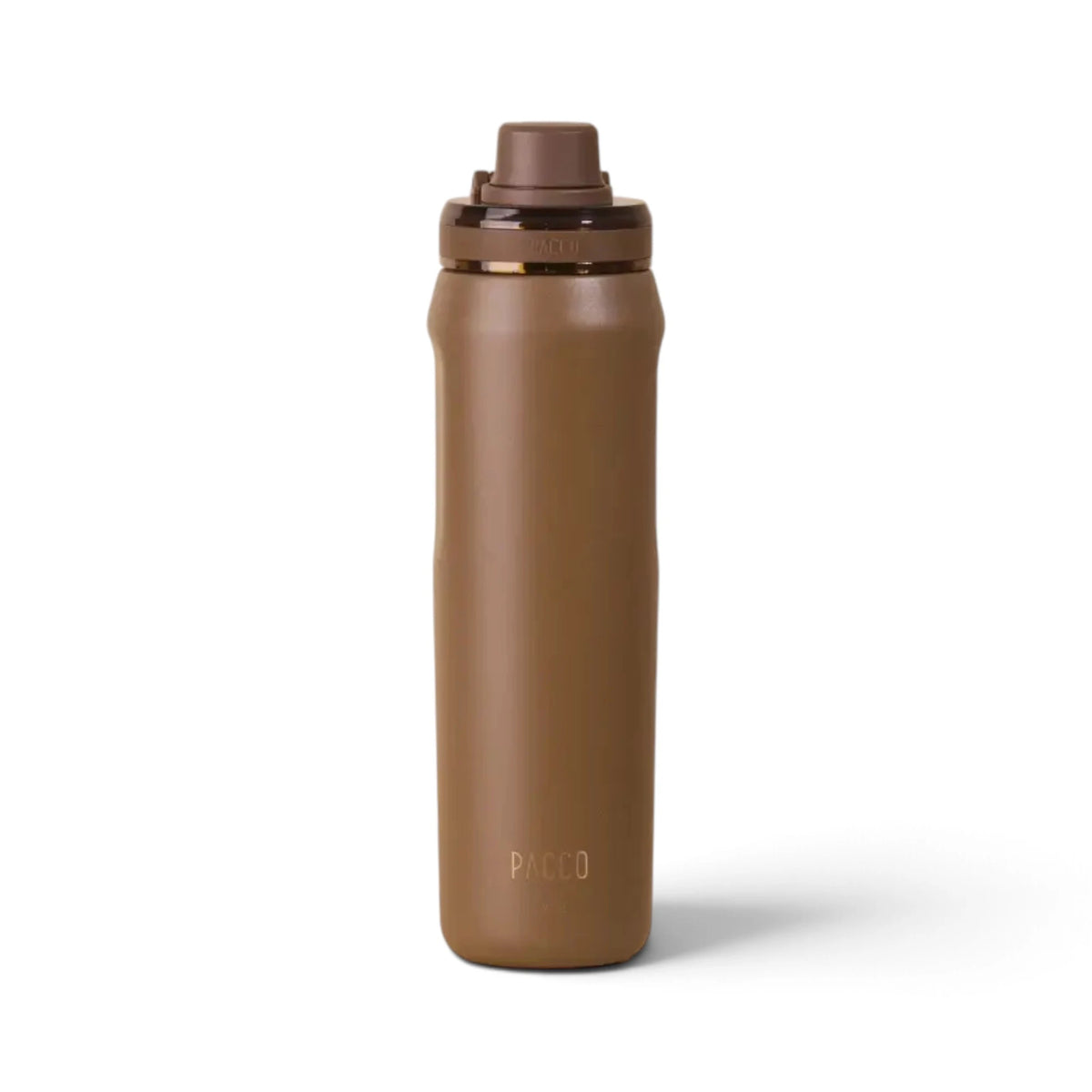Garrafa Térmica PACCO Vyta 650 ml Chocolate, vista frontal com tampa fechada