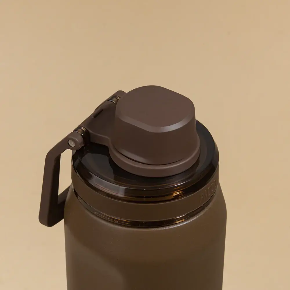 Garrafa Térmica PACCO Vyta 650 ml Chocolate, detalhe da tampa