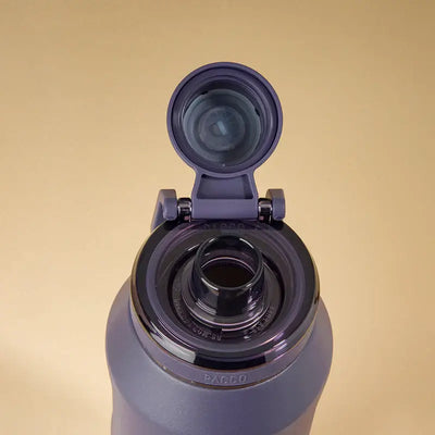 Garrafa Térmica PACCO Vyta 950ml Açaí Açai, com a tampa aberta, de frente