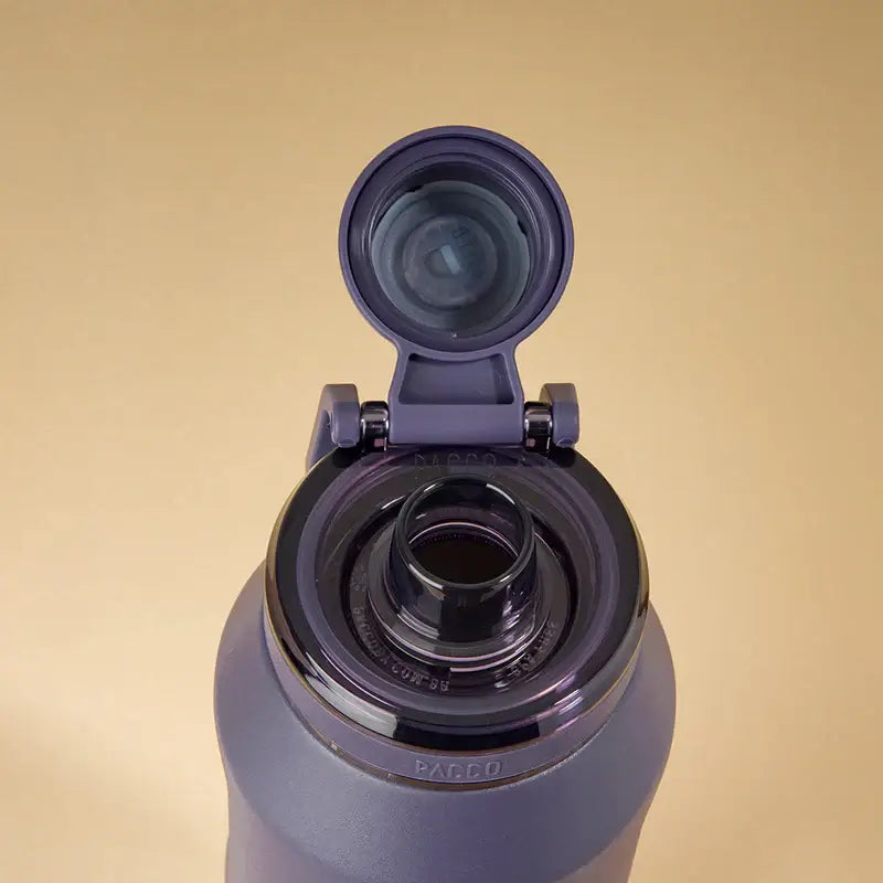 Garrafa Térmica PACCO Vyta 950ml Açaí Açai, com a tampa aberta, de frente