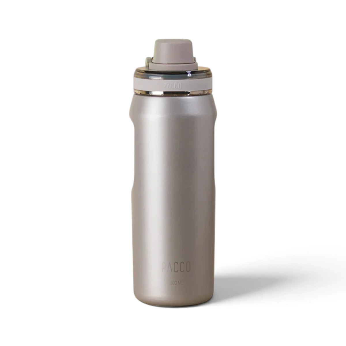 Garrafa Térmica PACCO Vyta 500 ml Ouro Branco, vista frontal com tampa fechada