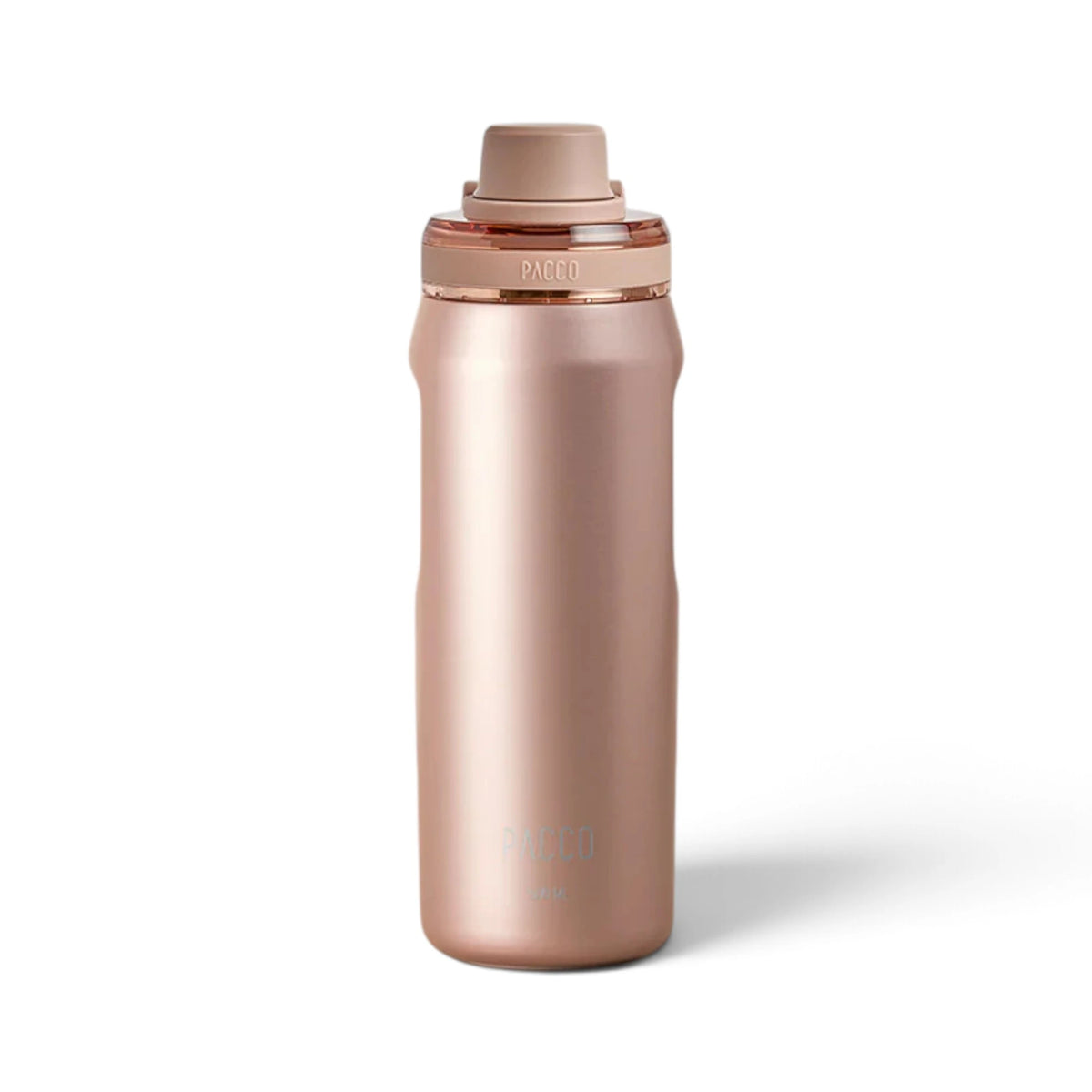 Garrafa Térmica PACCO Vyta 500 ml Ouro Rose, vista frontal com tampa fechada