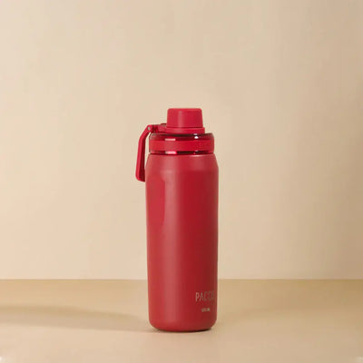 Garrafa Térmica PACCO Vyta 500ml em aço inox vermelho, design sofisticado e isolamento térmico eficiente