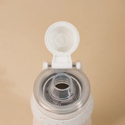 Tampa aberta da Garrafa Térmica PACCO Vyta 500ml mostrando sistema de isolamento a vácuo em aço inoxidável.