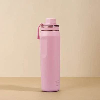 Garrafa Térmica PACCO Vyta 650 ml Sweet Rose, vista frontal com tampa fechada