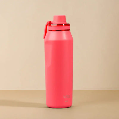 Garrafa Térmica PACCO Vyta 950ml rosa com isolamento térmico a vácuo, mantém líquidos frios por 24 horas e quentes por 12.
